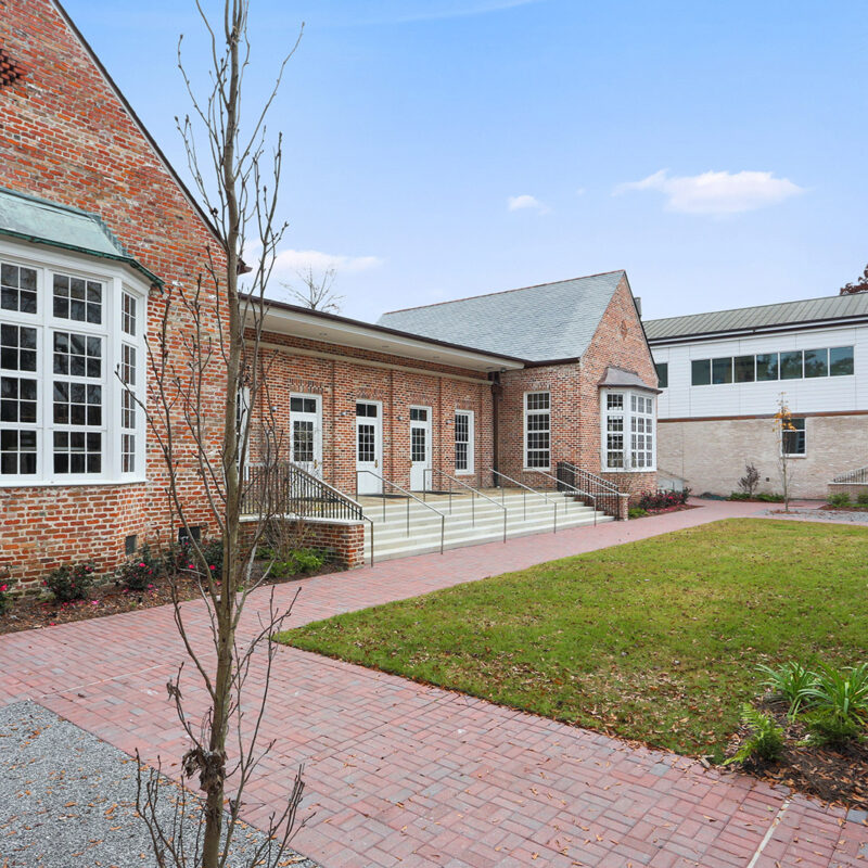 Brick building with yard