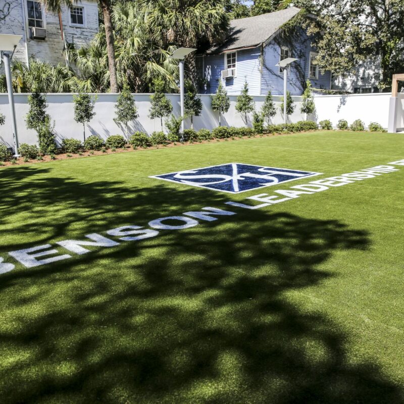 Sports field with logo